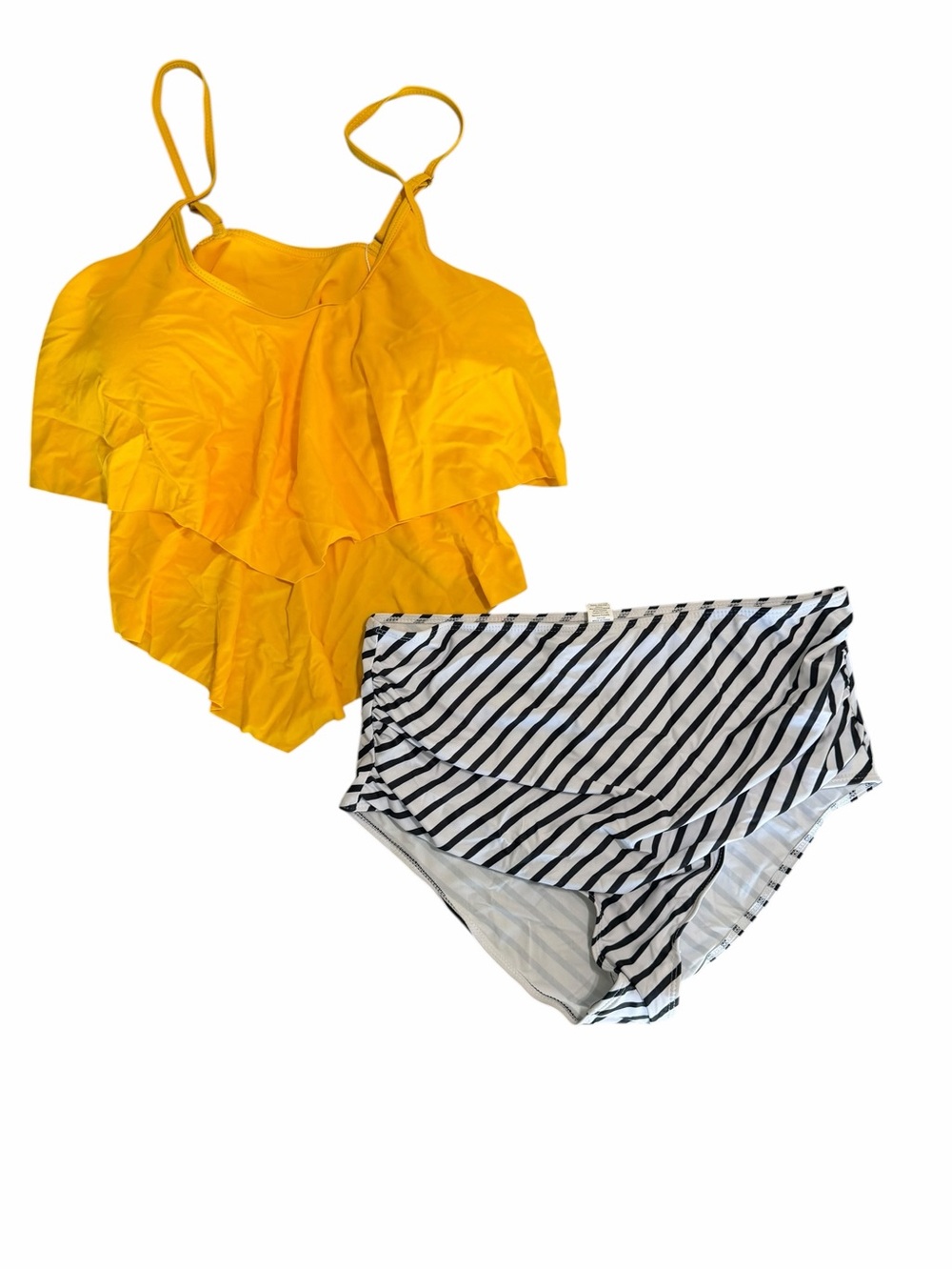 Women's NEW Two Piece High Waisted Ruffled Top Tankini Size XL #260253